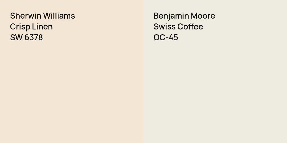 Sherwin Williams Crisp Linen vs. Benjamin Moore Swiss Coffee