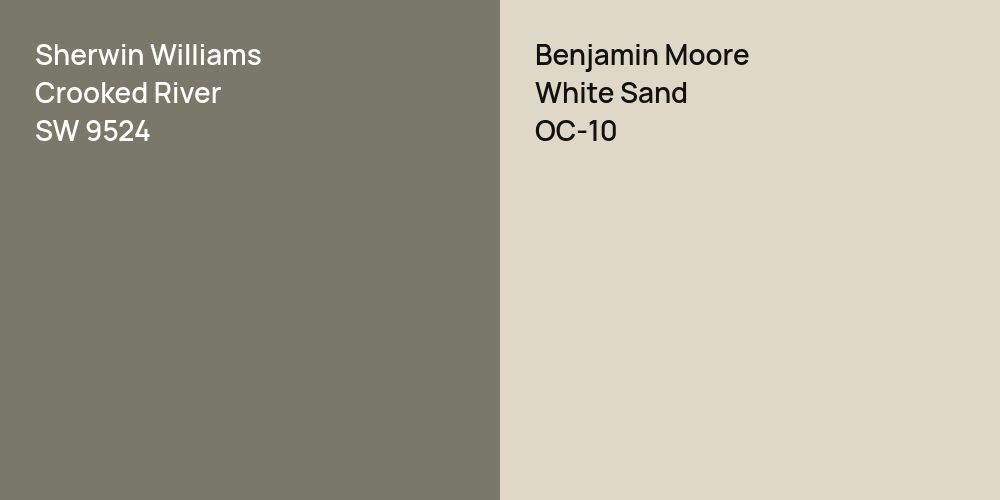 Sherwin Williams Crooked River vs. Benjamin Moore White Sand