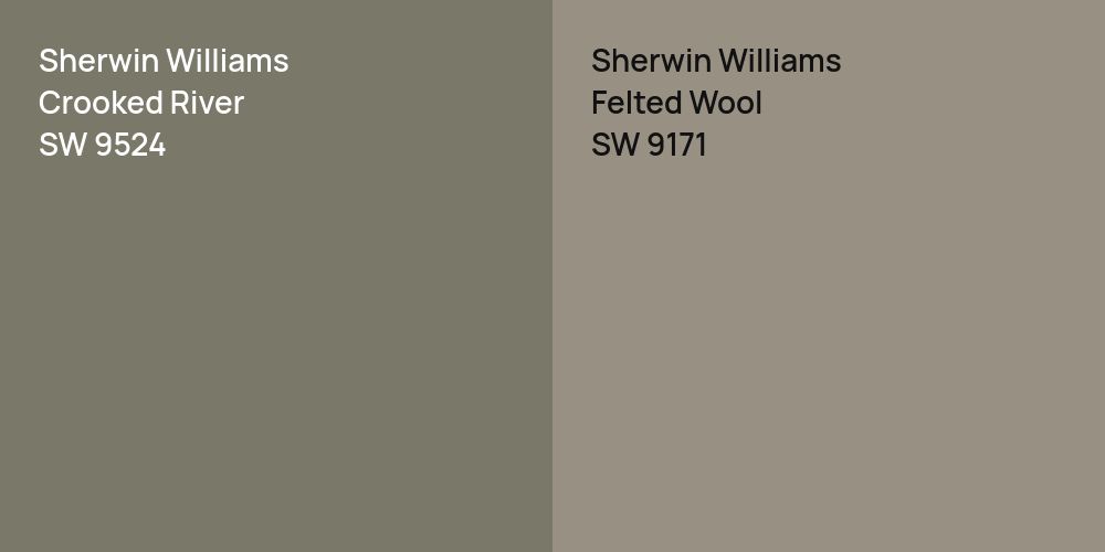 Sherwin Williams Crooked River vs. Sherwin Williams Felted Wool