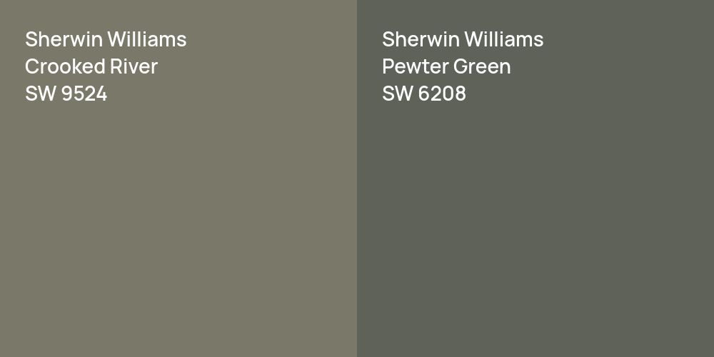 Sherwin Williams Crooked River vs. Sherwin Williams Pewter Green