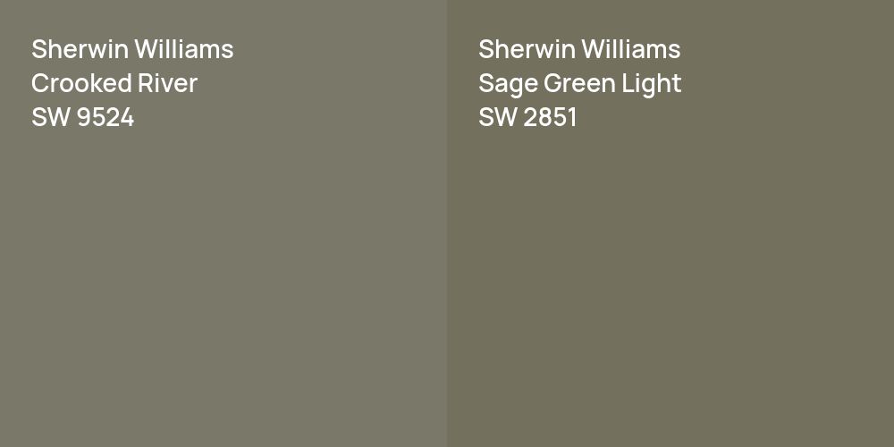 Sherwin Williams Crooked River vs. Sherwin Williams Sage Green Light