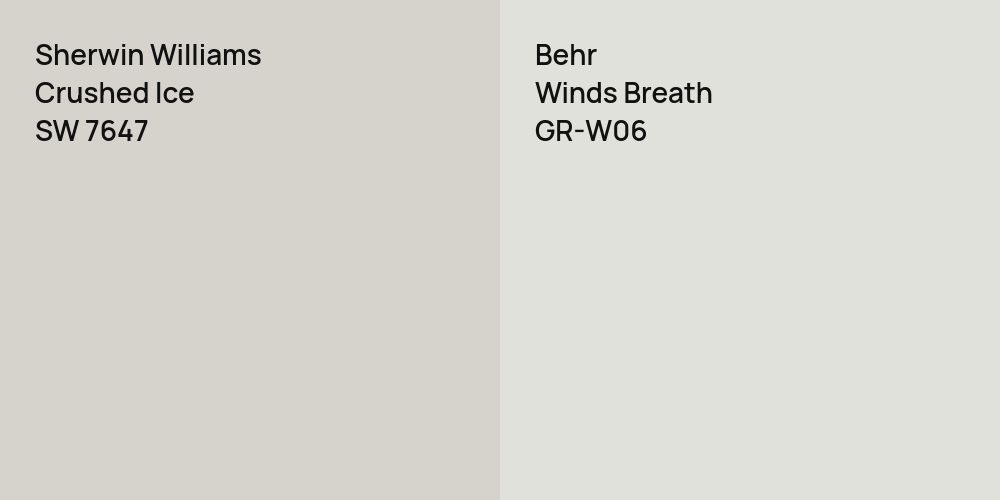 Sherwin Williams Crushed Ice vs. Behr Winds Breath