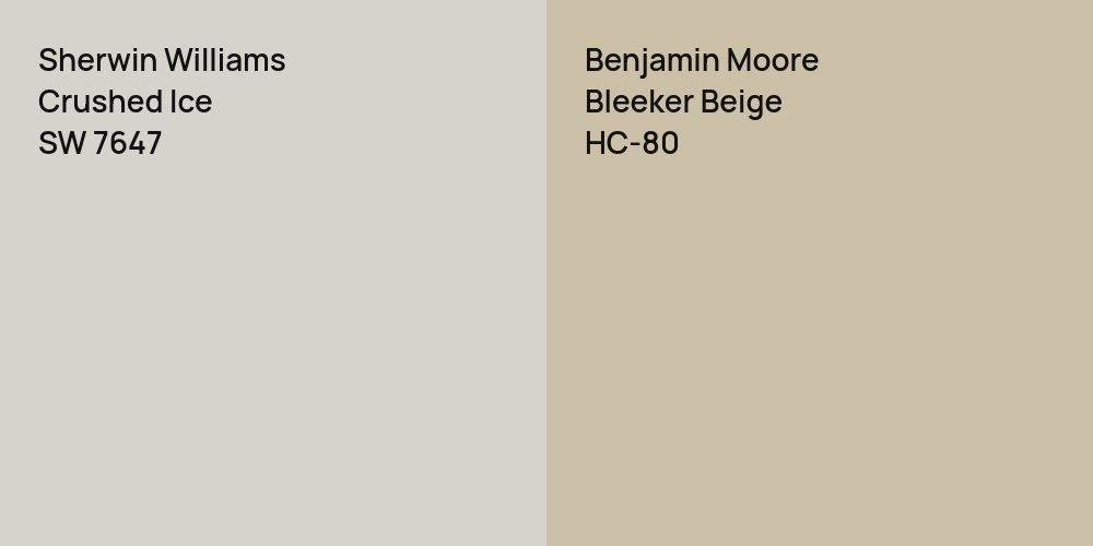 Sherwin Williams Crushed Ice vs. Benjamin Moore Bleeker Beige