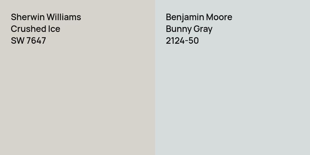 Sherwin Williams Crushed Ice vs. Benjamin Moore Bunny Gray