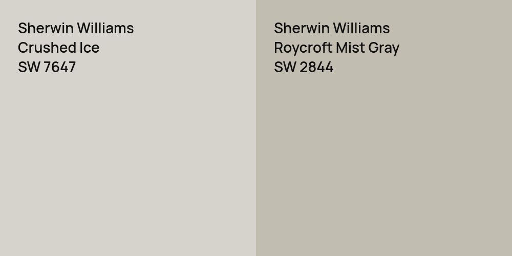 Sherwin Williams Crushed Ice vs. Sherwin Williams Roycroft Mist Gray