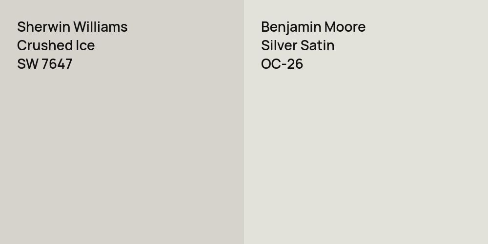 Sherwin Williams Crushed Ice vs. Benjamin Moore Silver Satin