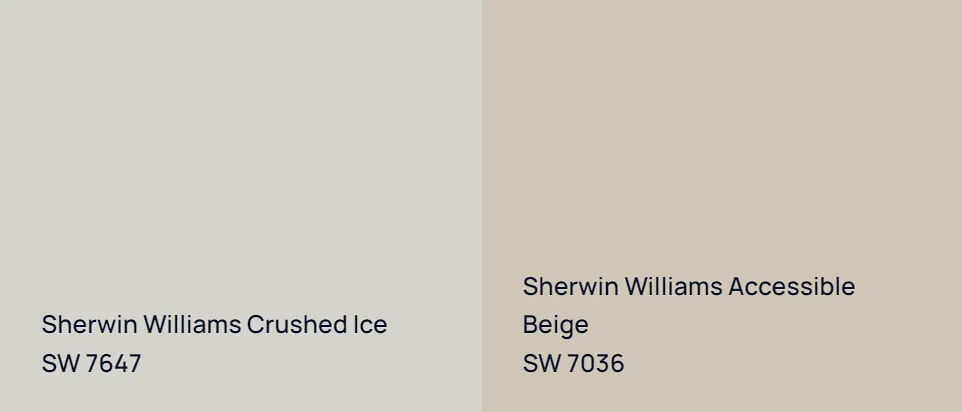Sherwin Williams Crushed Ice SW 7647 vs Sherwin Williams Accessible Beige SW 7036