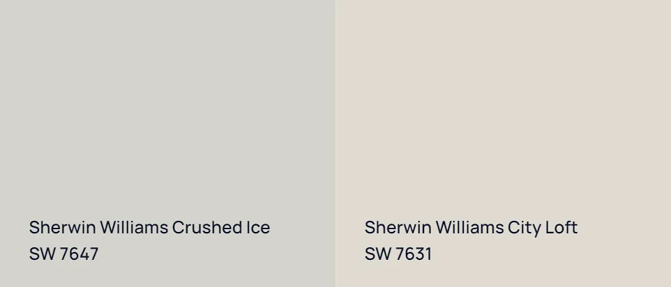 Sherwin Williams Crushed Ice SW 7647 vs Sherwin Williams City Loft SW 7631