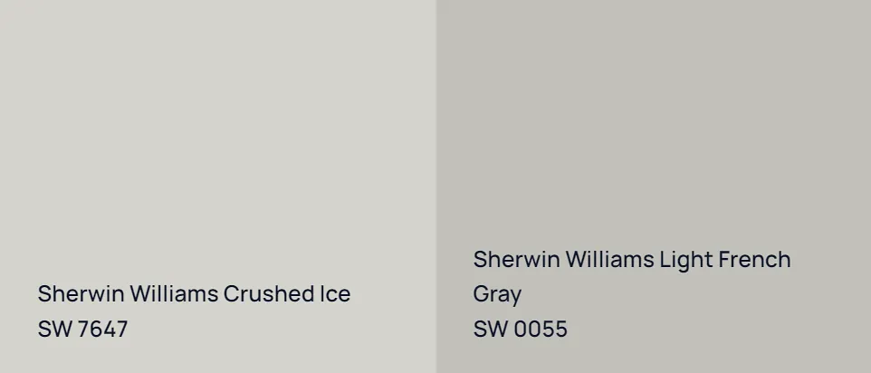 Sherwin Williams Crushed Ice SW 7647 vs Sherwin Williams Light French Gray SW 0055