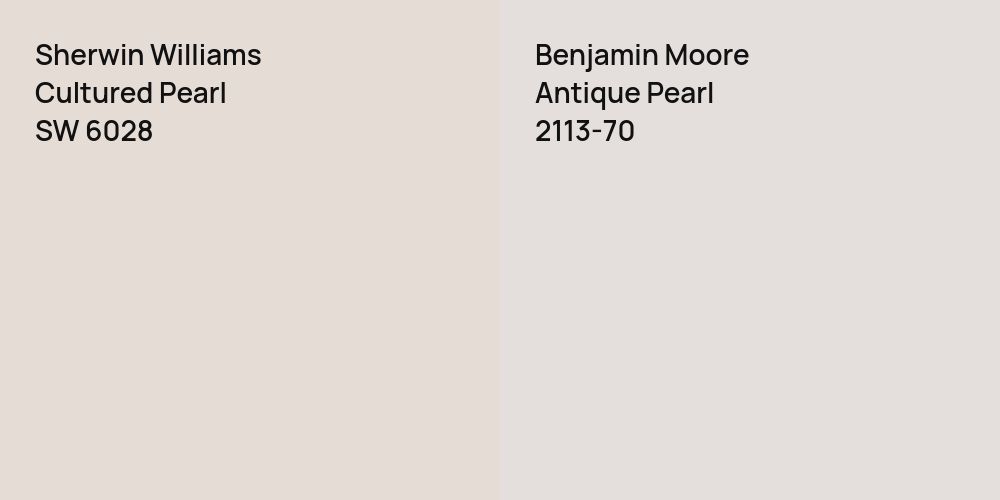 Sherwin Williams Cultured Pearl vs. Benjamin Moore Antique Pearl