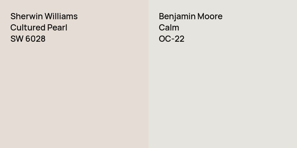 Sherwin Williams Cultured Pearl vs. Benjamin Moore Calm