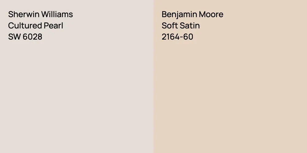 Sherwin Williams Cultured Pearl vs. Benjamin Moore Soft Satin