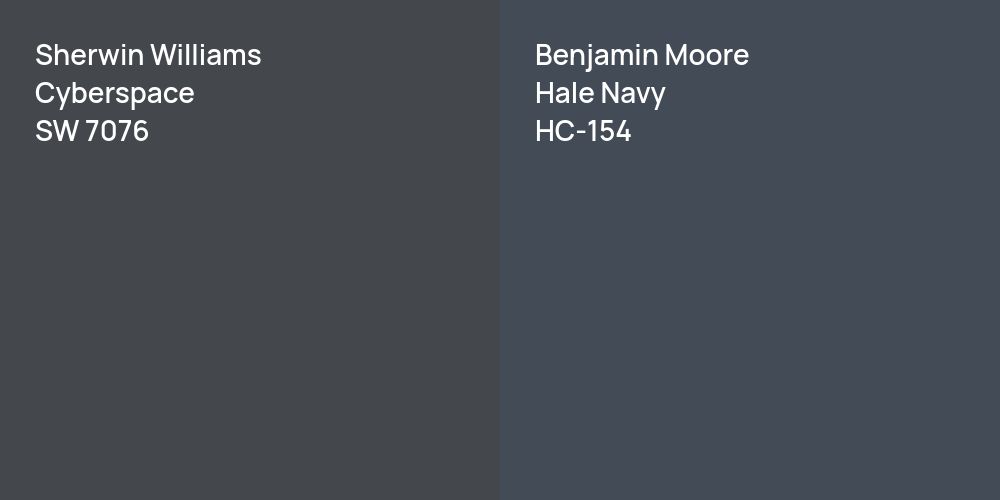 Sherwin Williams Cyberspace vs. Benjamin Moore Hale Navy