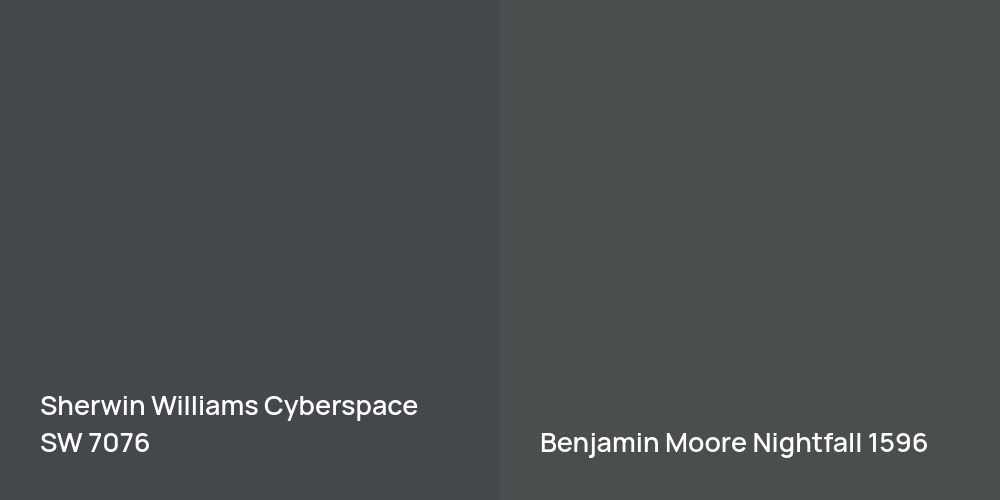 Sherwin Williams Cyberspace vs. Benjamin Moore Nightfall