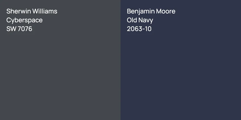 Sherwin Williams Cyberspace vs. Benjamin Moore Old Navy