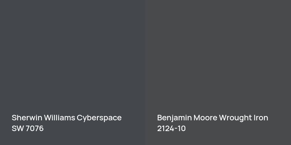 Sherwin Williams Cyberspace vs. Benjamin Moore Wrought Iron