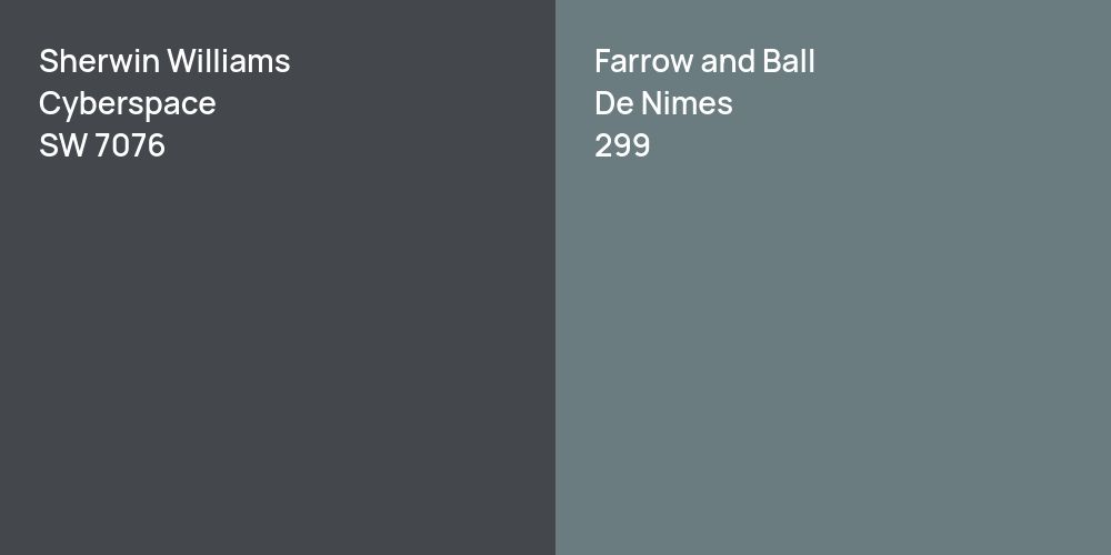 Sherwin Williams Cyberspace vs. Farrow and Ball De Nimes