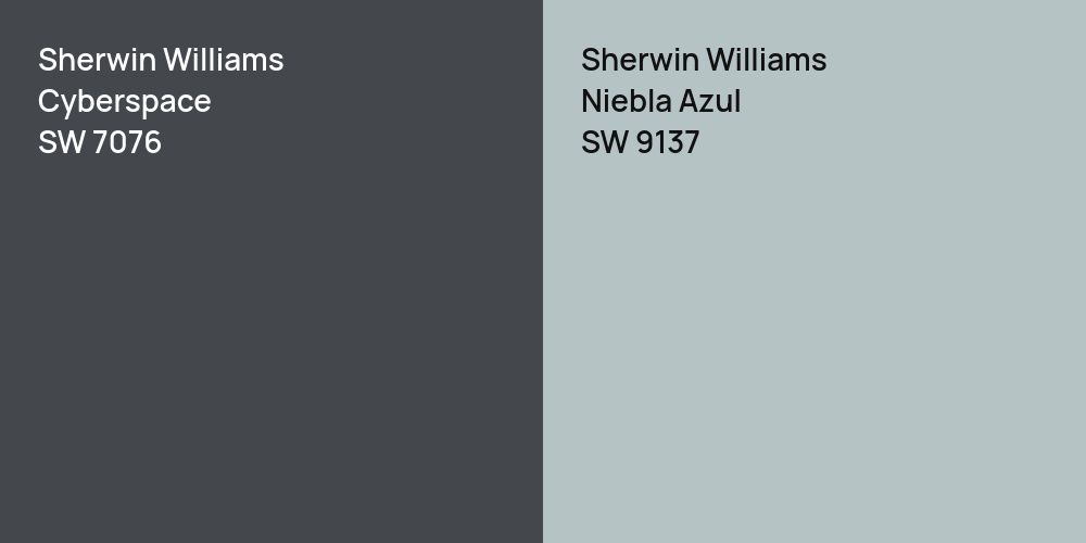 Sherwin Williams Cyberspace vs. Sherwin Williams Niebla Azul