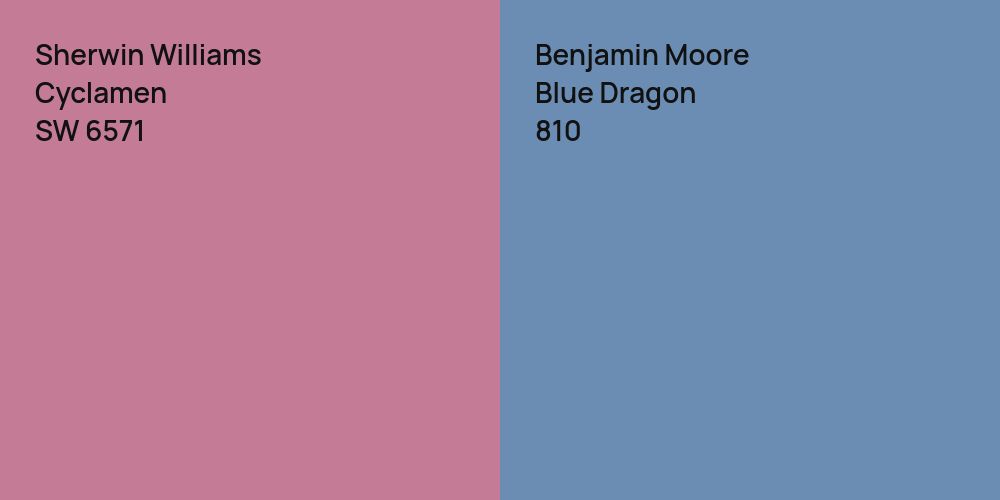 Sherwin Williams Cyclamen vs. Benjamin Moore Blue Dragon