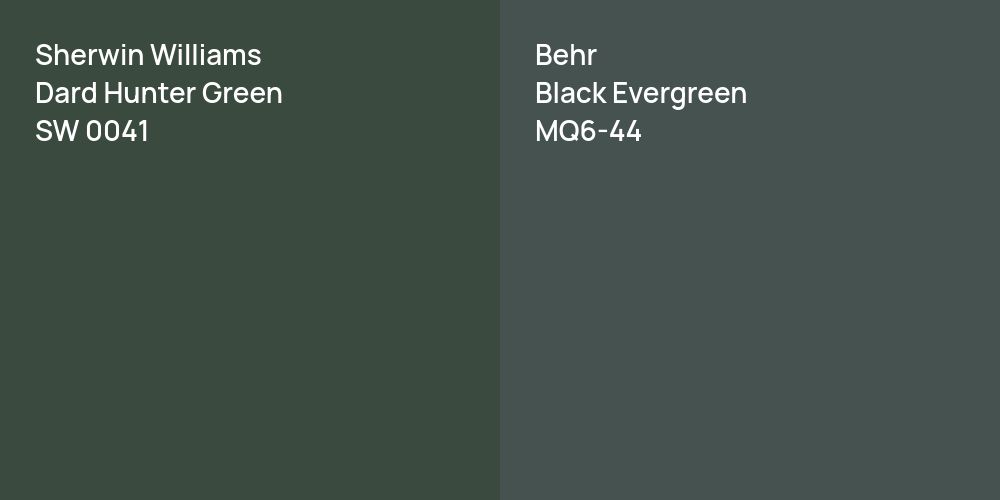 Sherwin Williams Dard Hunter Green vs. Behr Black Evergreen