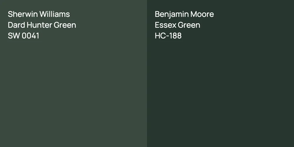 Sherwin Williams Dard Hunter Green vs. Benjamin Moore Essex Green