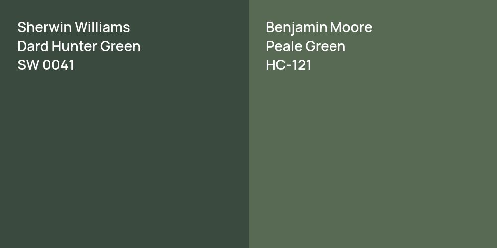 Sherwin Williams Dard Hunter Green vs. Benjamin Moore Peale Green