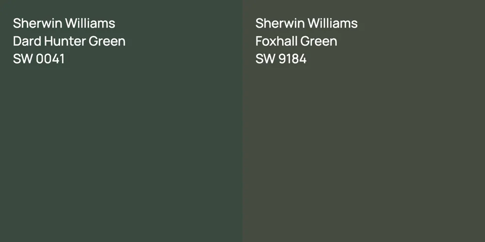 Sherwin Williams Dard Hunter Green vs. Sherwin Williams Foxhall Green