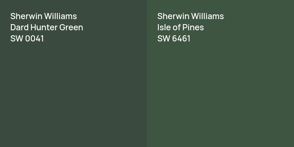 Sherwin Williams Dard Hunter Green vs. Sherwin Williams Isle of Pines