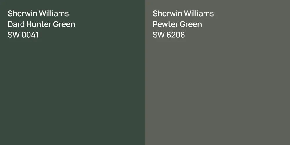 Sherwin Williams Dard Hunter Green vs. Sherwin Williams Pewter Green