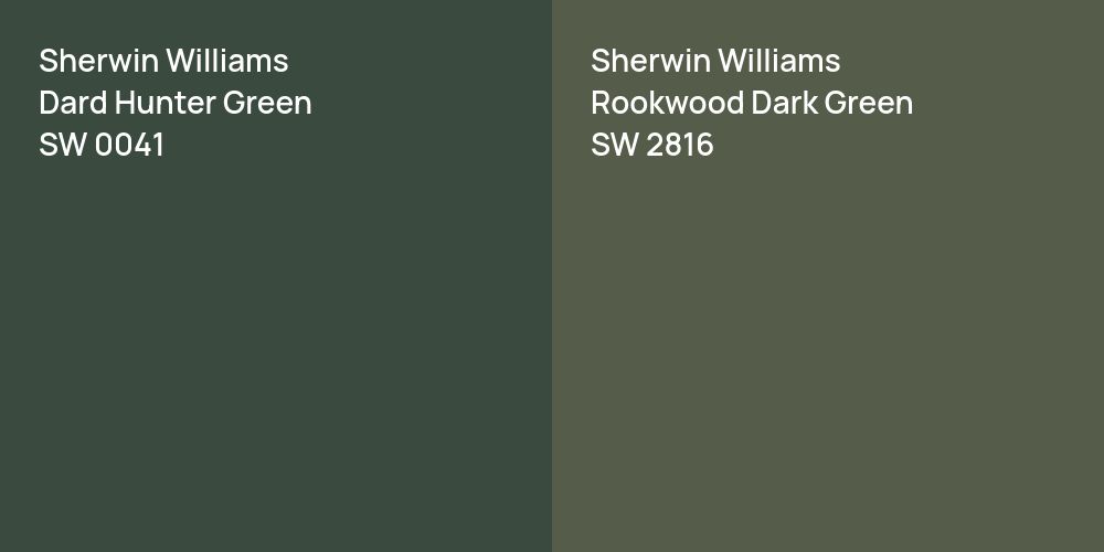 Sherwin Williams Dard Hunter Green vs. Sherwin Williams Rookwood Dark Green