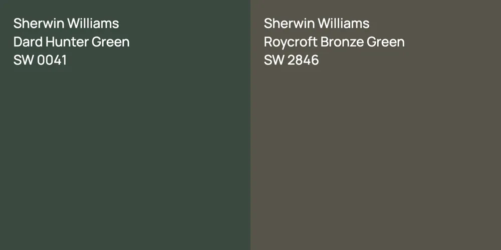 Sherwin Williams Dard Hunter Green vs. Sherwin Williams Roycroft Bronze Green