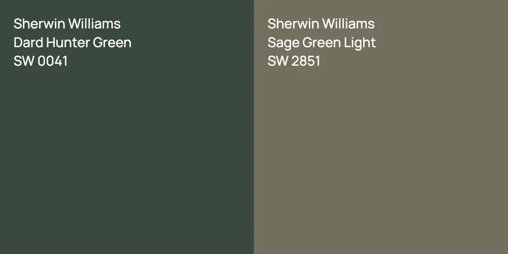 Sherwin Williams Dard Hunter Green vs. Sherwin Williams Sage Green Light