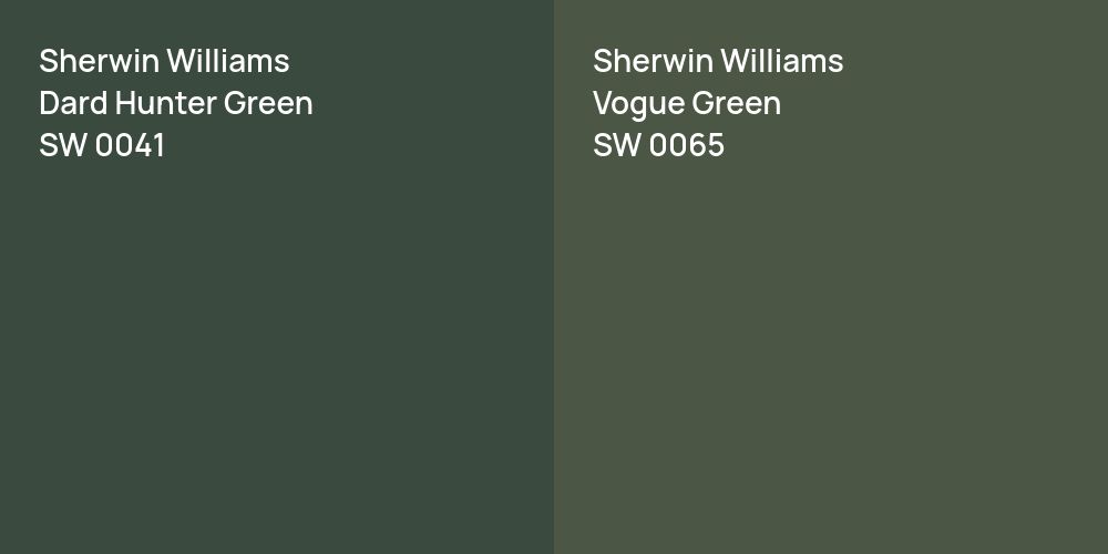 Sherwin Williams Dard Hunter Green vs. Sherwin Williams Vogue Green