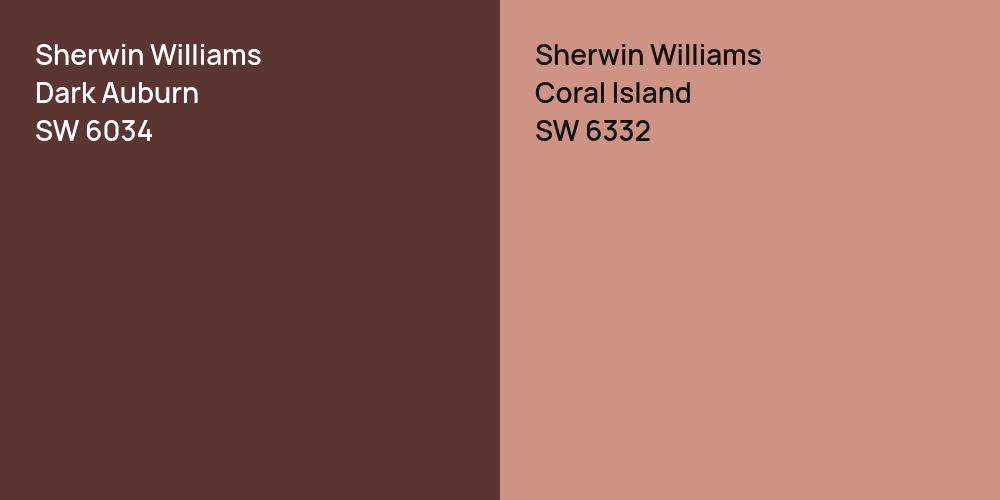 Sherwin Williams Dark Auburn vs. Sherwin Williams Coral Island