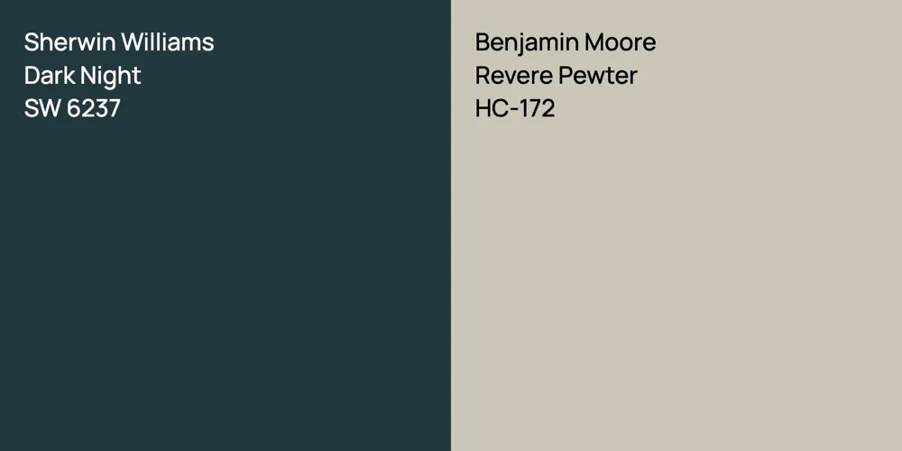 Sherwin Williams Dark Night vs. Benjamin Moore Revere Pewter