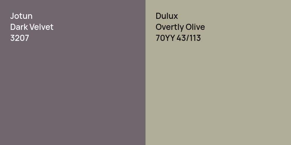 Jotun Dark Velvet vs. Dulux Overtly Olive