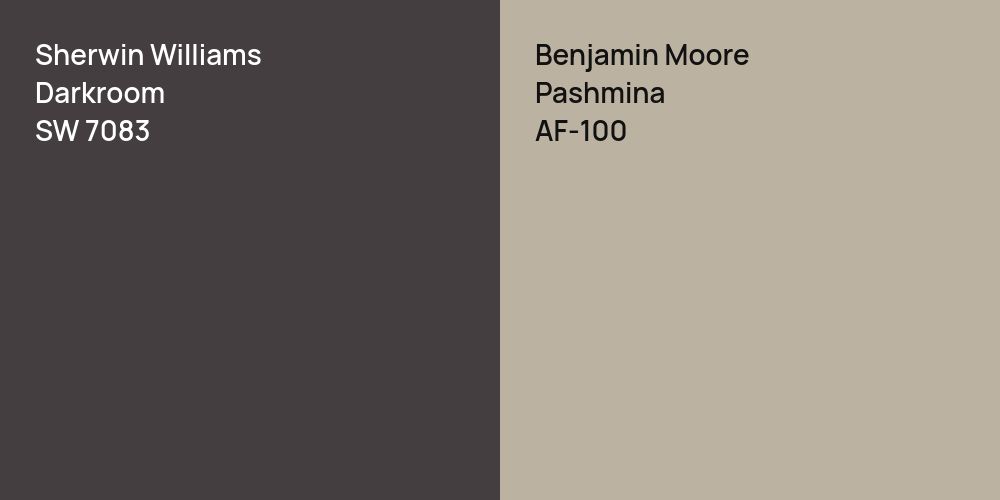 Sherwin Williams Darkroom vs. Benjamin Moore Pashmina