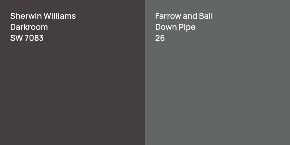 Sherwin Williams Darkroom vs. Farrow and Ball Down Pipe