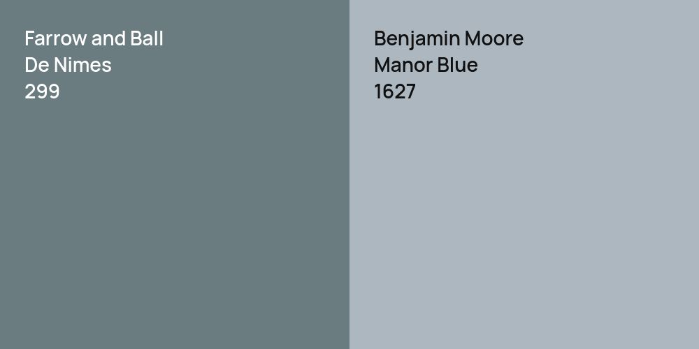 Farrow and Ball De Nimes vs. Benjamin Moore Manor Blue