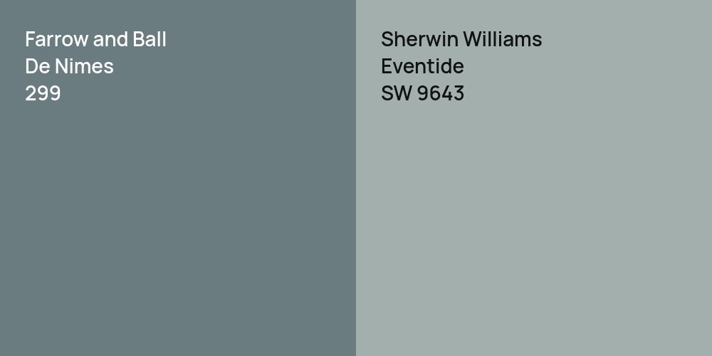 Farrow and Ball De Nimes vs. Sherwin Williams Eventide comparison