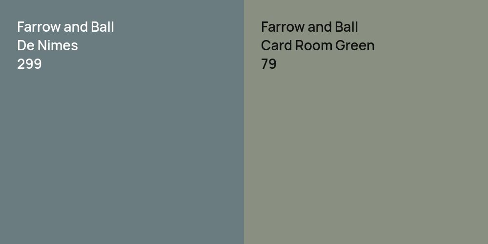 Farrow and Ball De Nimes vs. Farrow and Ball Card Room Green