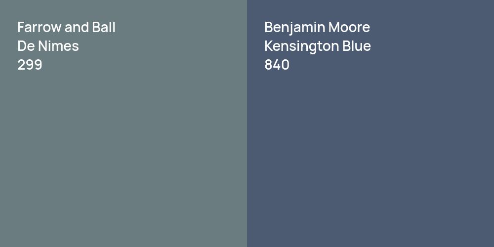 Farrow and Ball De Nimes vs. Benjamin Moore Kensington Blue