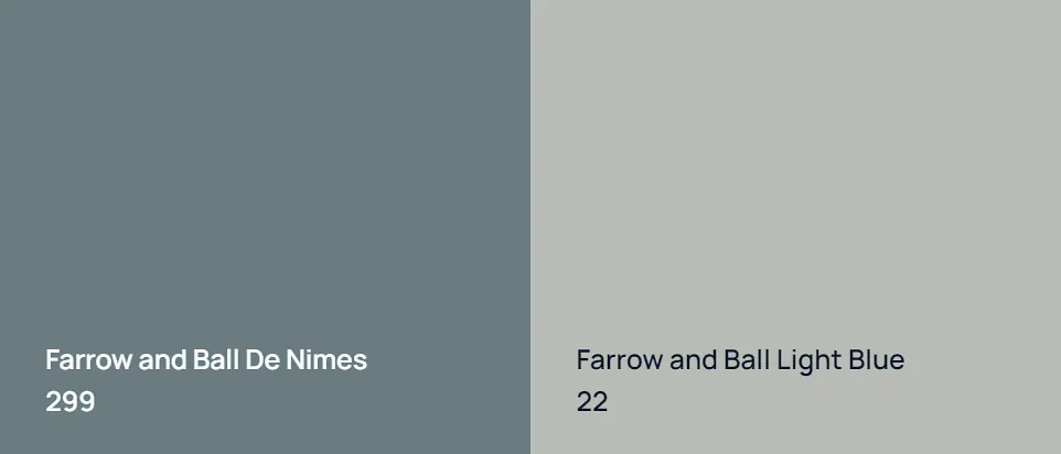 Farrow and Ball De Nimes 299 vs Farrow and Ball Light Blue 22