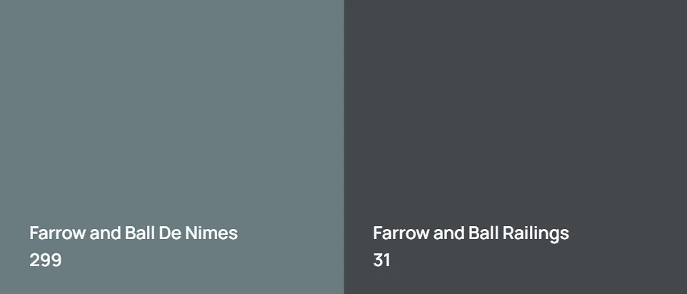 Farrow and Ball De Nimes 299 vs Farrow and Ball Railings 31
