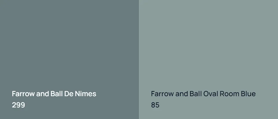 Farrow and Ball De Nimes 299 vs Farrow and Ball Oval Room Blue 85