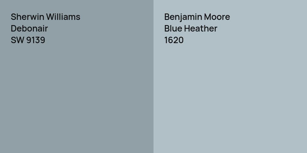 Sherwin Williams Debonair vs. Benjamin Moore Blue Heather