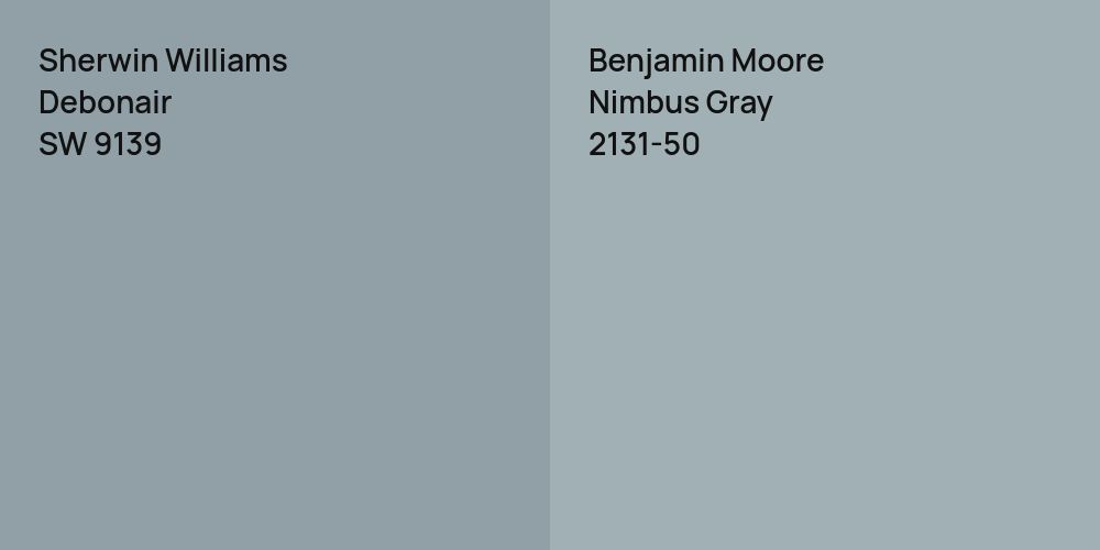 Sherwin Williams Debonair vs. Benjamin Moore Nimbus Gray