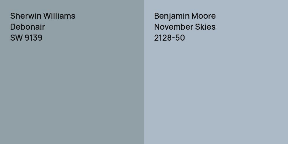 Sherwin Williams Debonair vs. Benjamin Moore November Skies