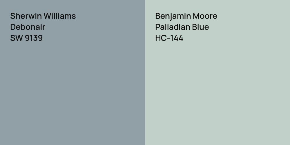 Sherwin Williams Debonair vs. Benjamin Moore Palladian Blue