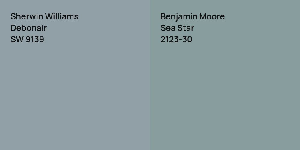 Sherwin Williams Debonair vs. Benjamin Moore Sea Star